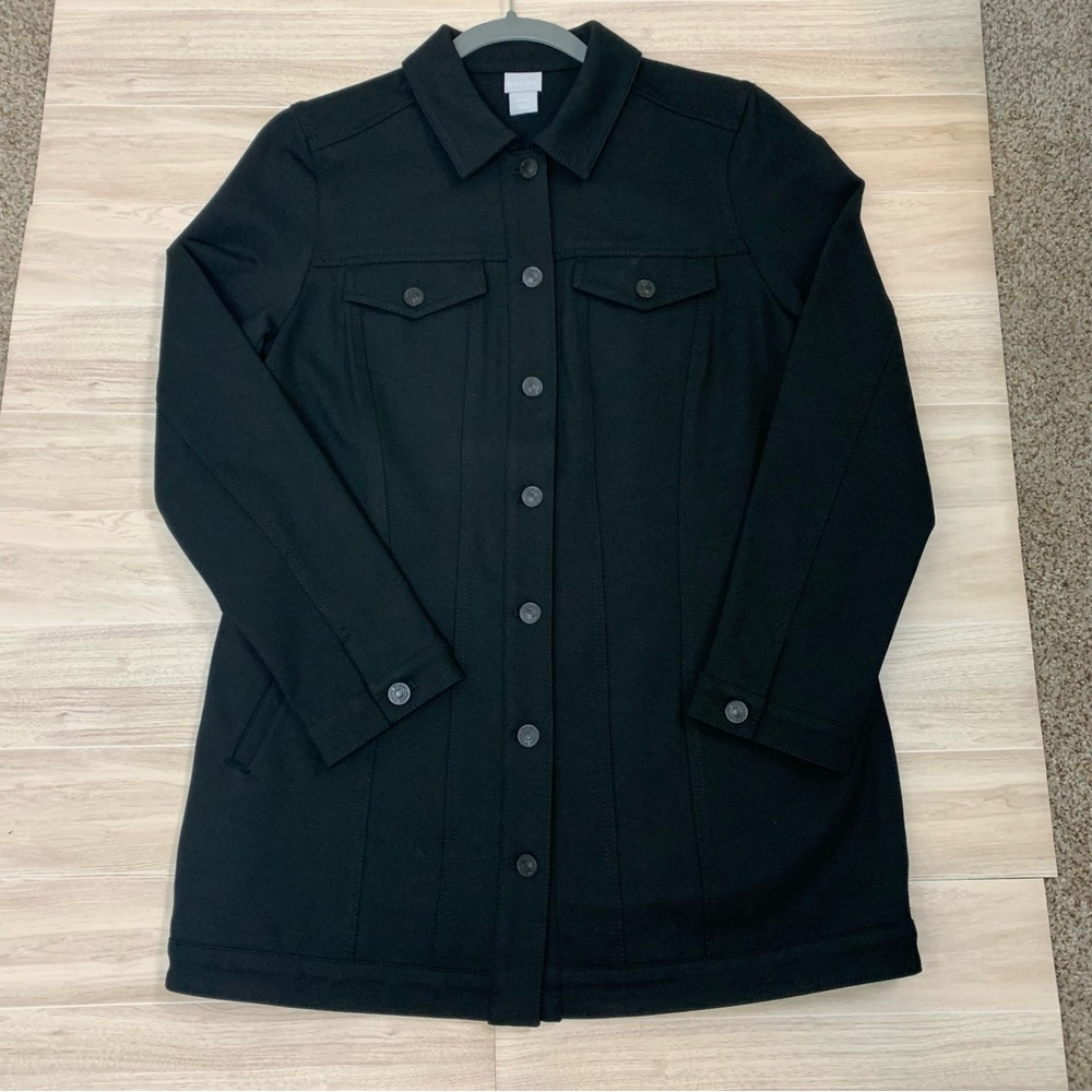 CHICO’S Women's Black Long Sleeve Button-Up Blazer/Jacket